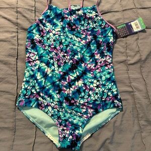 NWT Colorful Geometric girls One Piece Swimsuit